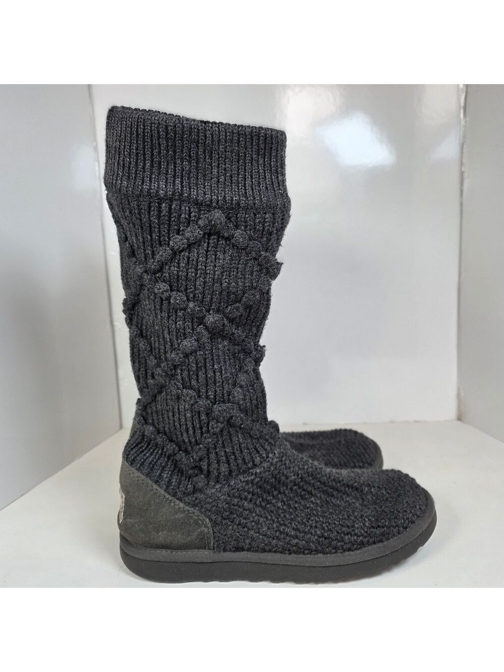 UGG 5879 Classic Cardy Argyle Sweater Boots Gray